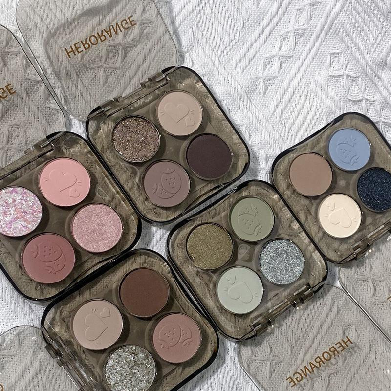 HERORANGE Eye Shadow Four-color Highlight Contouring Pearlescent Matte Water Proof Lasting Difficult To Smudge Eyeshadow Palette