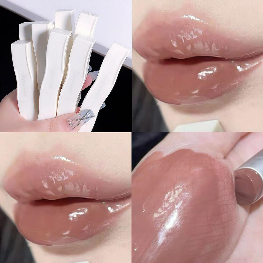 CAPPUVINI White Feather Lip Gloss Nude Color Moisturize Moisturizing Water Proof Non Stick Lipstick