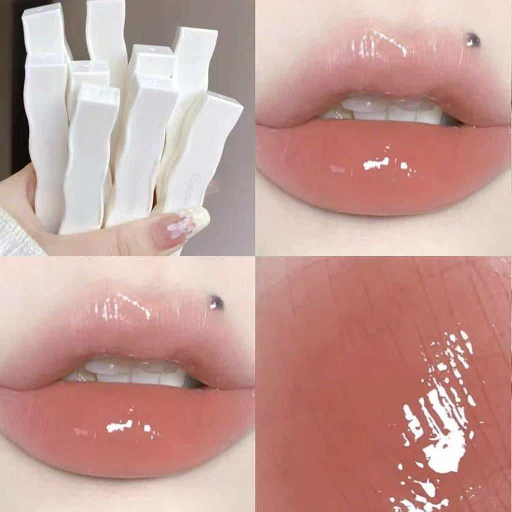 CAPPUVINI White Feather Lip Gloss Nude Color Moisturize Moisturizing Water Proof Non Stick Lipstick