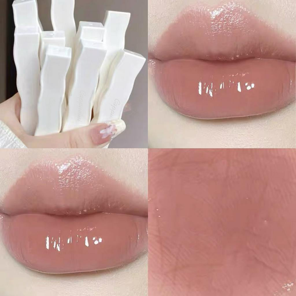 CAPPUVINI White Feather Lip Gloss Nude Color Moisturize Moisturizing Water Proof Non Stick Lipstick