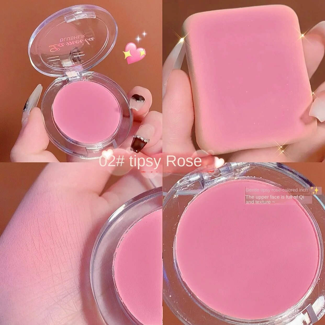 Small Square Box Blush Rose Color Transparent Shell Lasting Nature