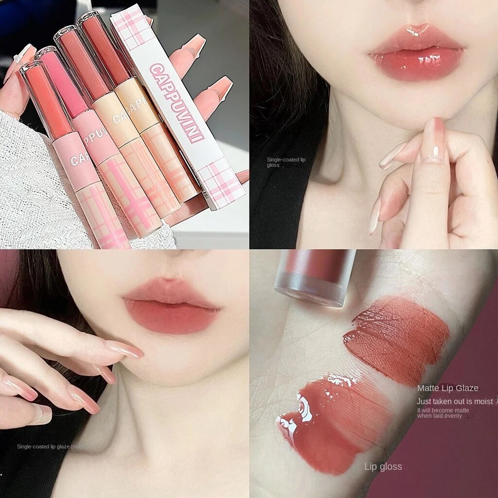 Cappvini Romantic Double Head Lip Gloss Matte Moisturize Water Proof Lasting Lipstick