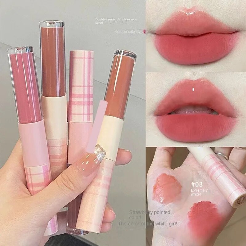 Cappvini Romantic Double Head Lip Gloss Matte Moisturize Water Proof Lasting Lipstick