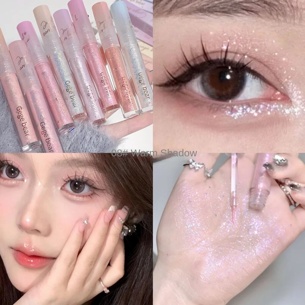 Gege Bear Gem Liquid Eye Shadow Sparkling Brighten Pearl Sequins Highlight Anti -sweat Water Proof