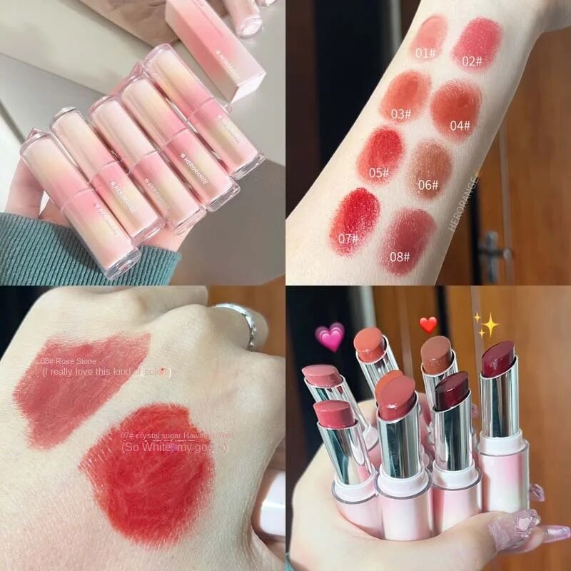 Lipstick Colored Round Tube Mirror Surface Moisturize Moisturizing Water Proof Lasting Nature Lip Gloss