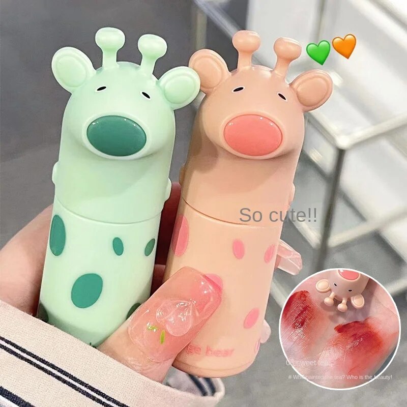 Gege Bear Cute Little Monster Lip Gloss Mirror Surface Moisturize Moisturizing Water Proof Not Easy To Fade Lasting Nature Lipstick