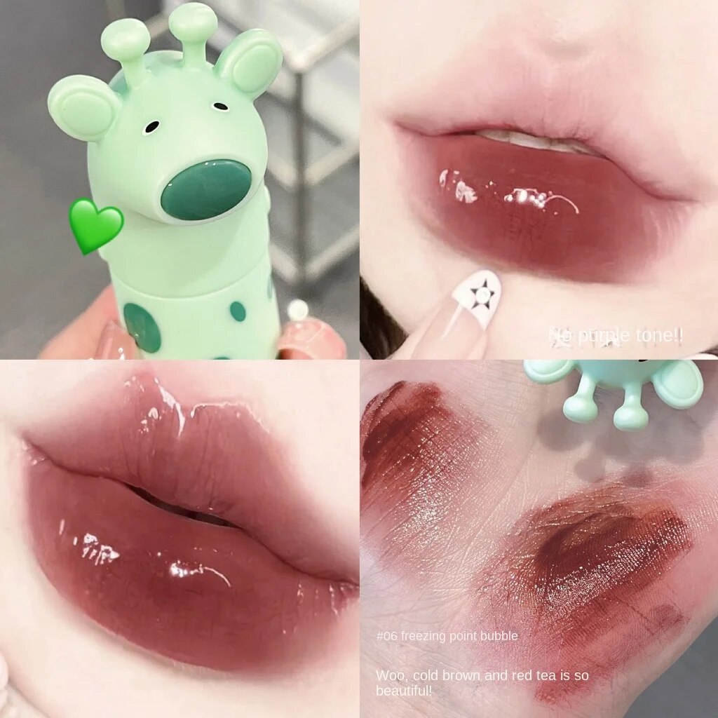 Gege Bear Cute Little Monster Lip Gloss Mirror Surface Moisturize Moisturizing Water Proof Not Easy To Fade Lasting Nature Lipstick