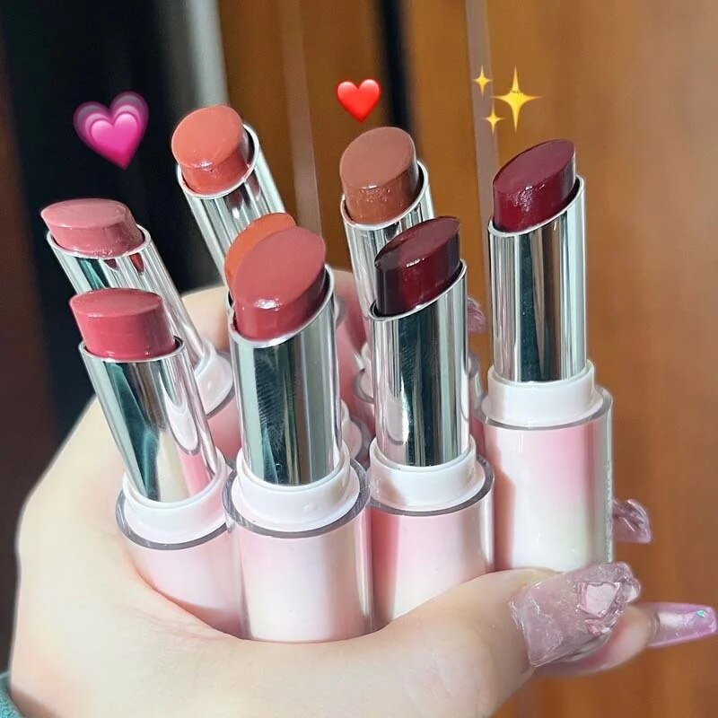 Lipstick Colored Round Tube Mirror Surface Moisturize Moisturizing Water Proof Lasting Nature Lip Gloss