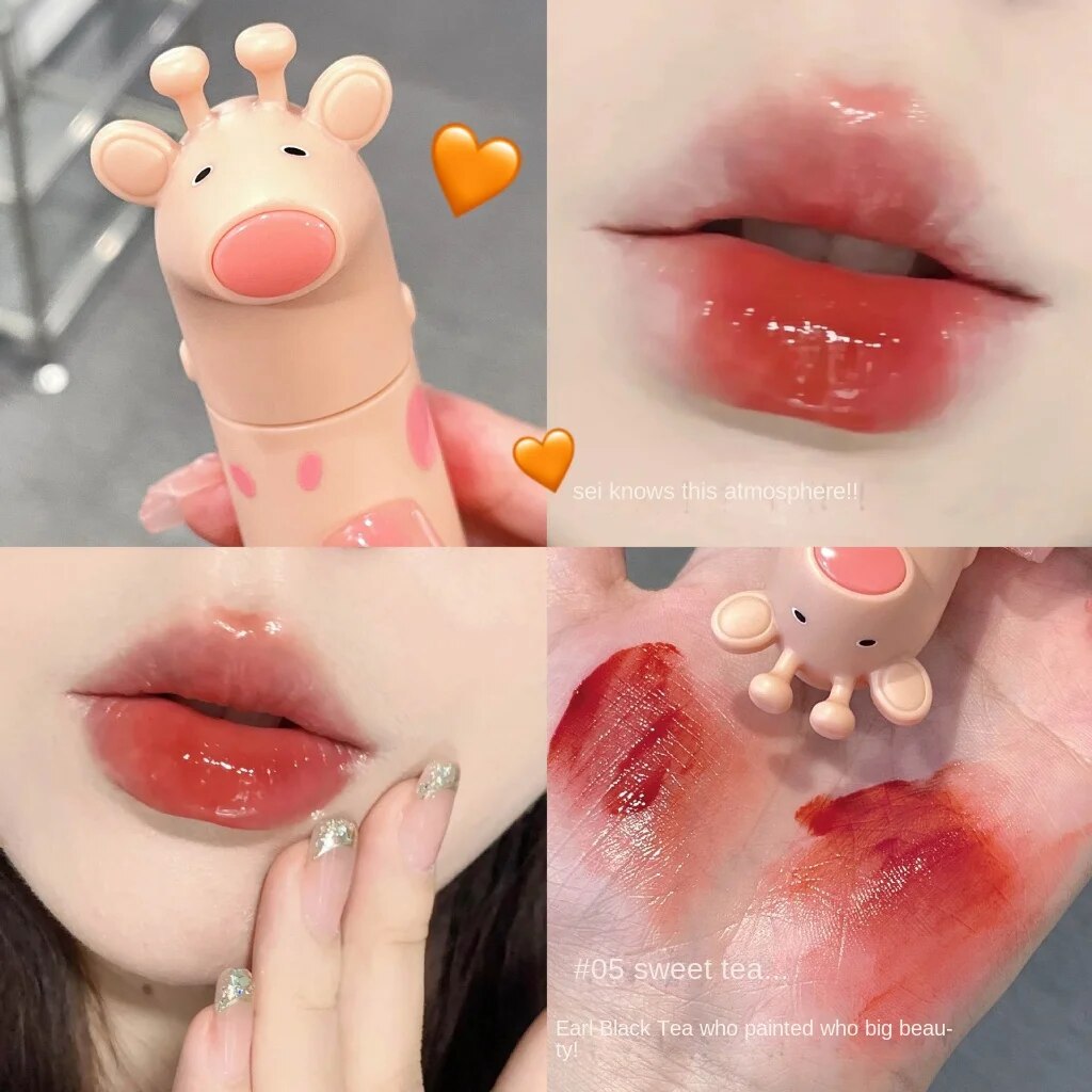 Gege Bear Cute Little Monster Lip Gloss Mirror Surface Moisturize Moisturizing Water Proof Not Easy To Fade Lasting Nature Lipstick