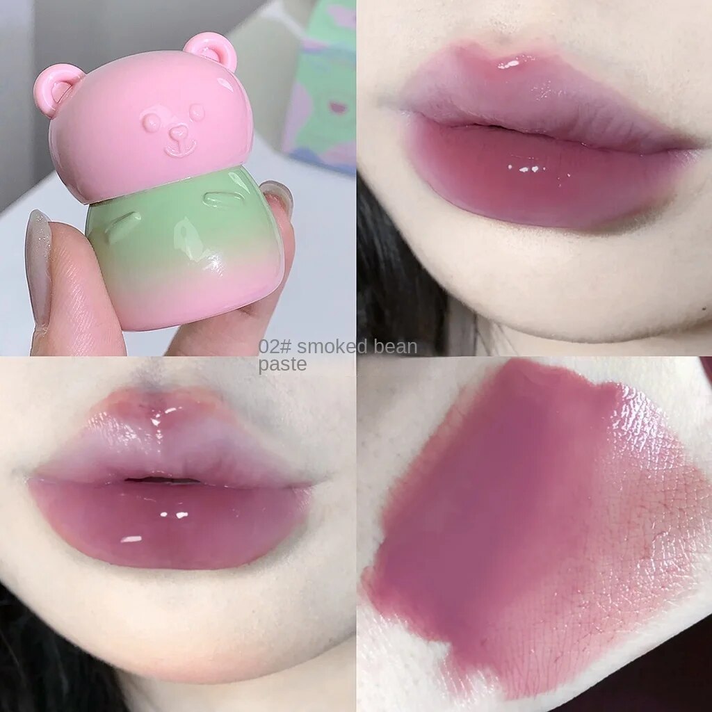 Gege Bear Cute Little Bear Lip Gloss Mirror Surface Moisturize Moisturizing Water Proof Lasting Lipstick