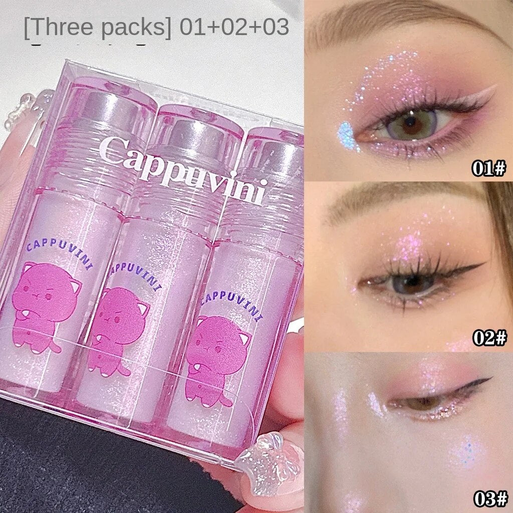 Cappuvini Kitten Liquid Eye Shadow Eyes Sequins Pearlescent Fine Sparkle Glitter Mermaid Pearl Tears Eye Shadow