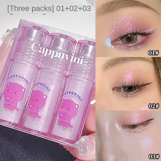 Cappuvini Kitten Liquid Eye Shadow Eyes Sequins Pearlescent Fine Sparkle Glitter Mermaid Pearl Tears Eye Shadow