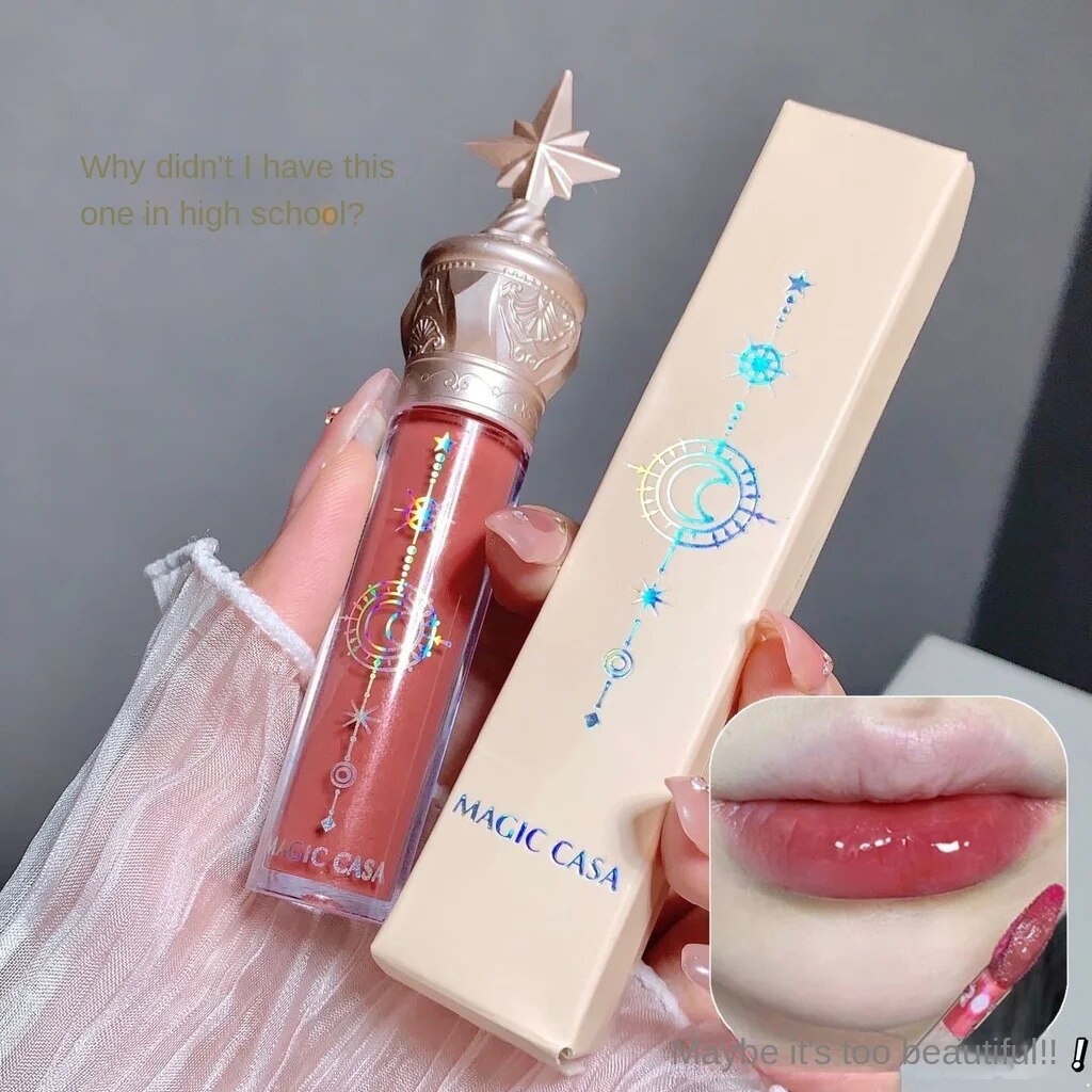 MAGIC CASA Little Stars Mirror Surface Lip Gloss Moisturize Lasting Not Easy To Fade Fast Film Formation Lip Gloss