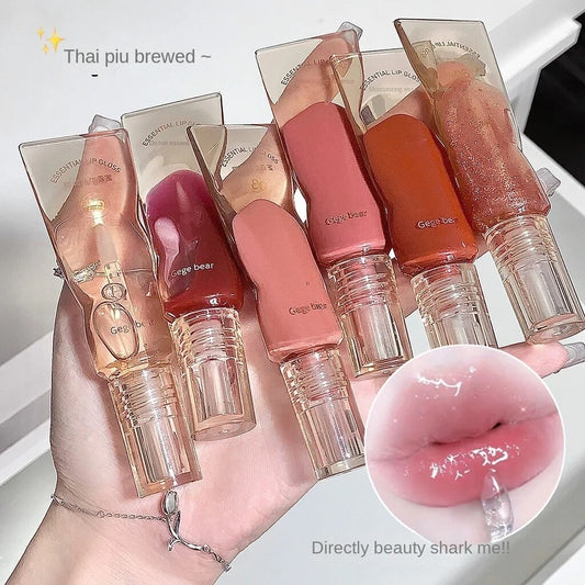 Gege Bear Lip Gloss Mirror Nourish Moisturize Water Proof Lip Oil Lipstick 6-colors