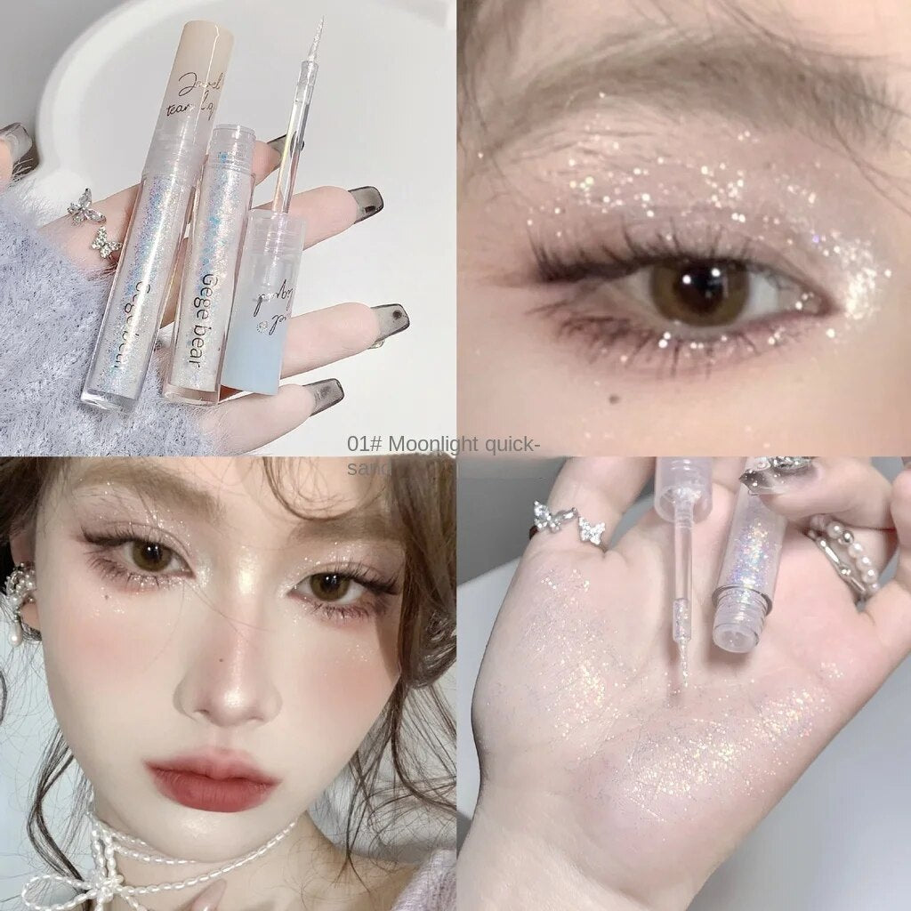 Gege Bear Gem Liquid Eye Shadow Sparkling Brighten Pearl Sequins Highlight Anti -sweat Water Proof