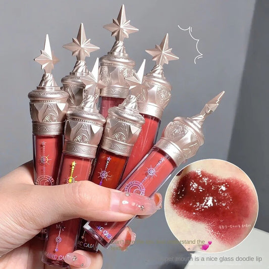 MAGIC CASA Little Stars Mirror Surface Lip Gloss Moisturize Lasting Not Easy To Fade Fast Film Formation Lip Gloss