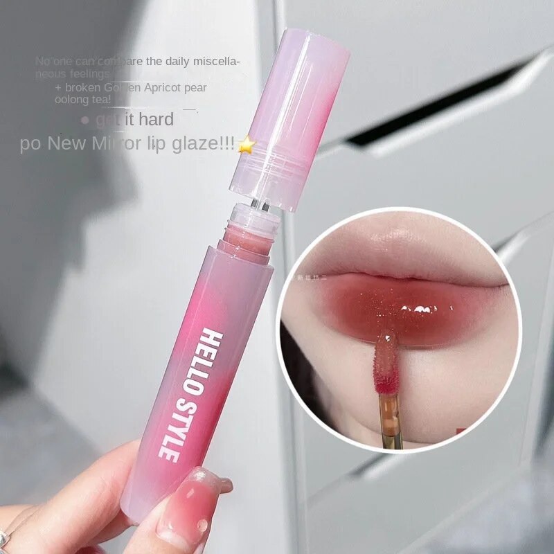 Hello Style Pink Lip Gloss Mirror Surface Lasting Moisturize Moisturizing Water Proof Lipstick