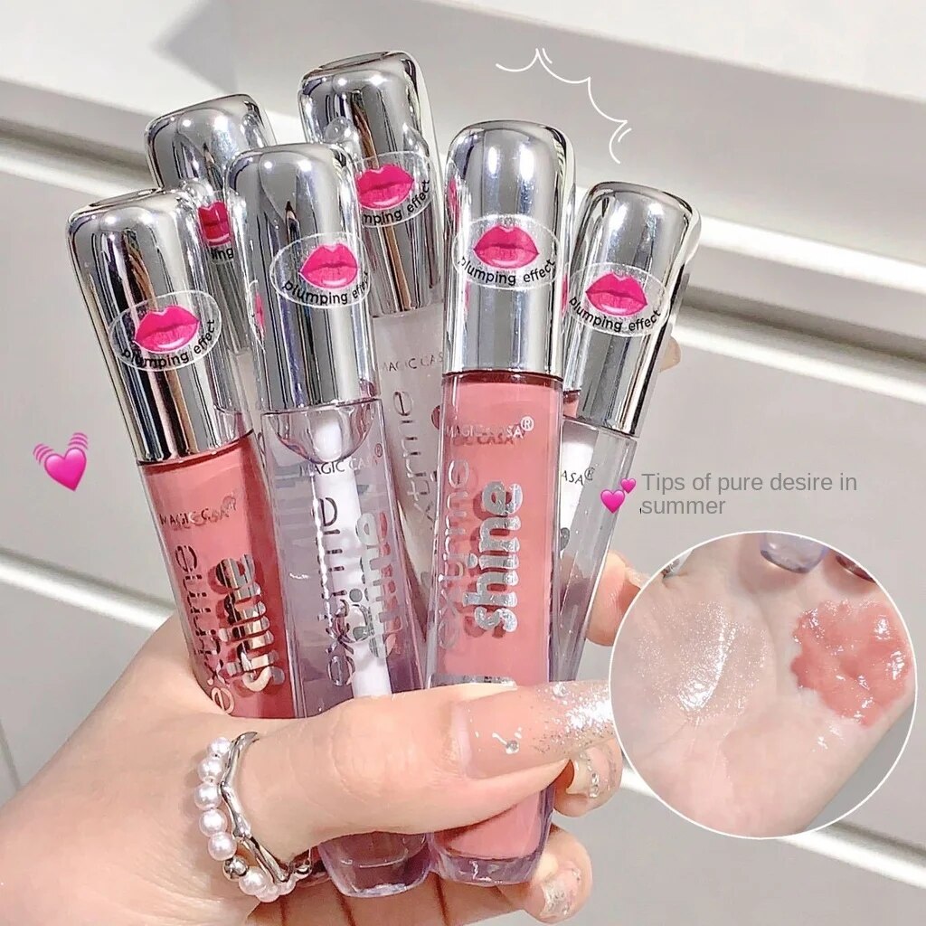 MAGIC CASA Lip Gloss Transparent Mirror Surface Pearlescent Flash Moisturize Moisturizing Water Proof Lasting Lipstick