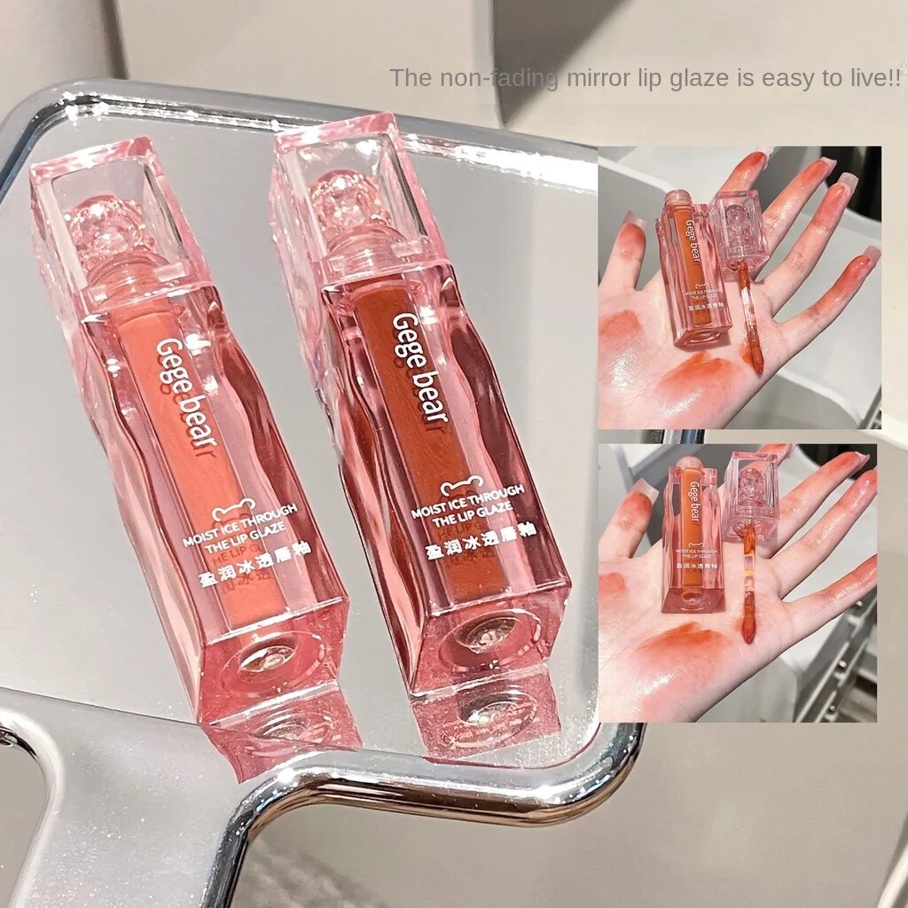 Cute and Transparent Bear Lip Gloss Mirror Surface Moisturize Moisturizing Water Proof Lasting Not Easy To Fade Lipstick