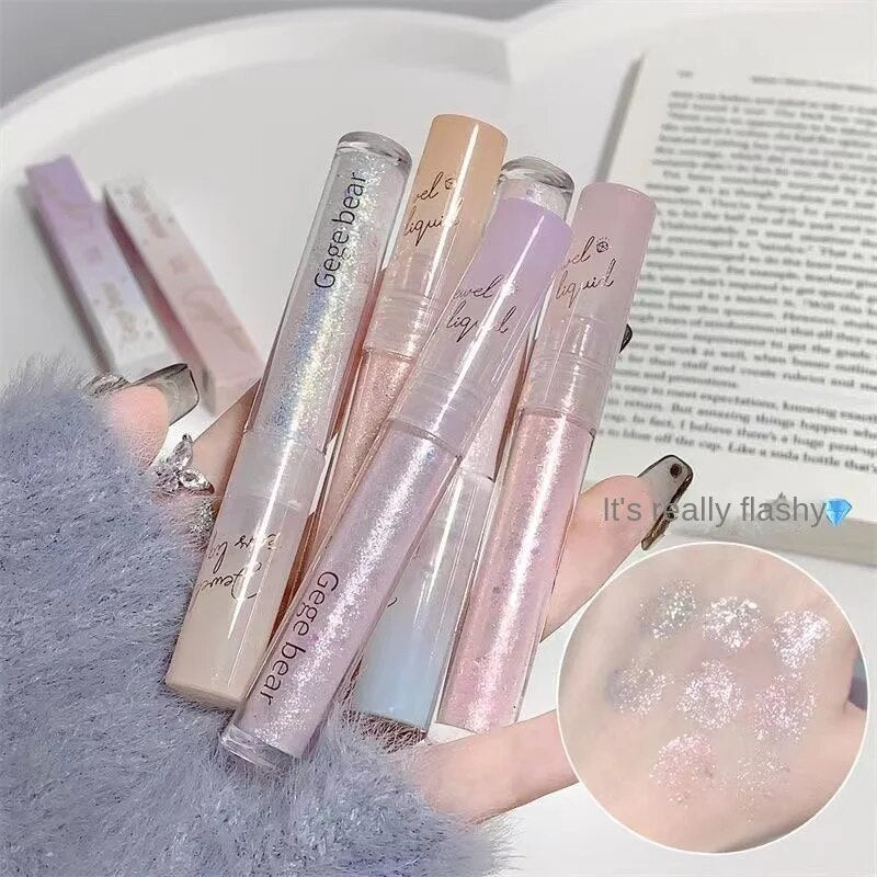 Gege Bear Gem Liquid Eye Shadow Sparkling Brighten Pearl Sequins Highlight Anti -sweat Water Proof