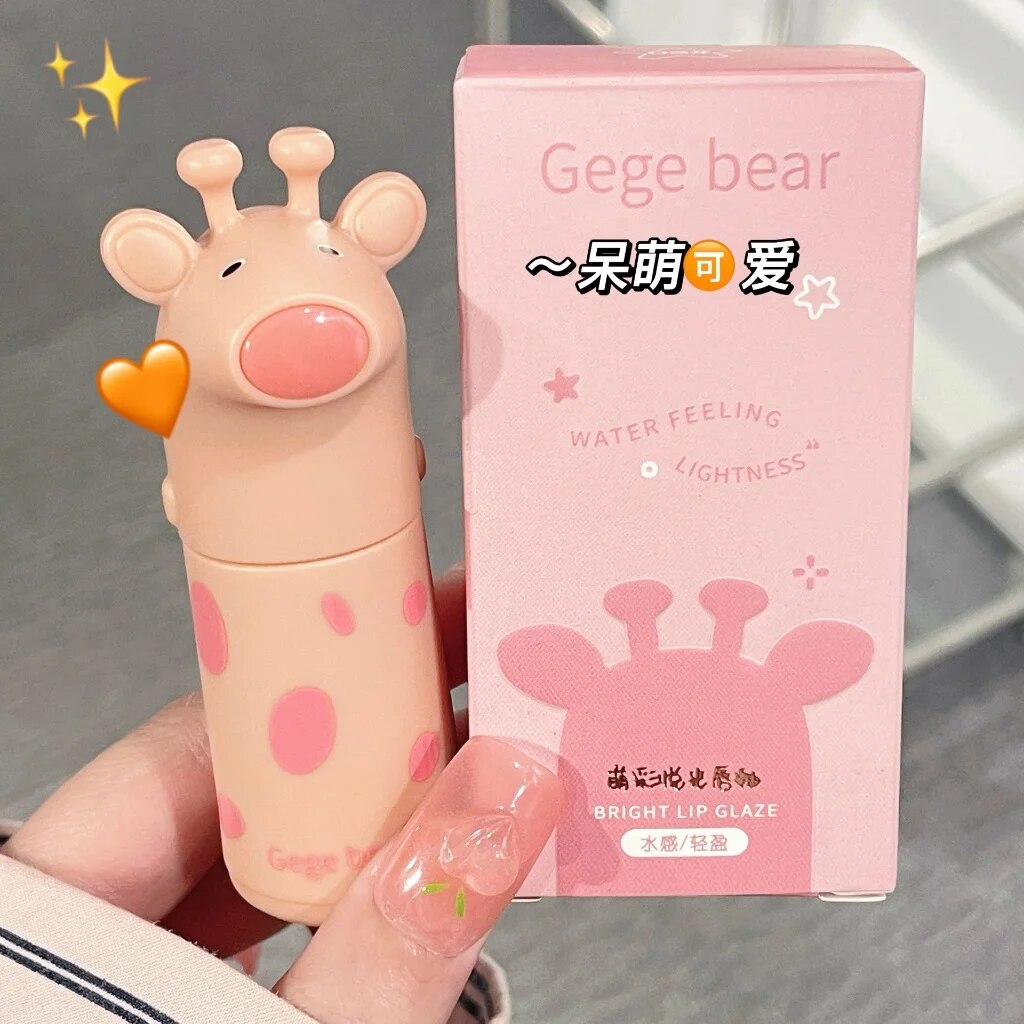 Gege Bear Cute Little Monster Lip Gloss Mirror Surface Moisturize Moisturizing Water Proof Not Easy To Fade Lasting Nature Lipstick