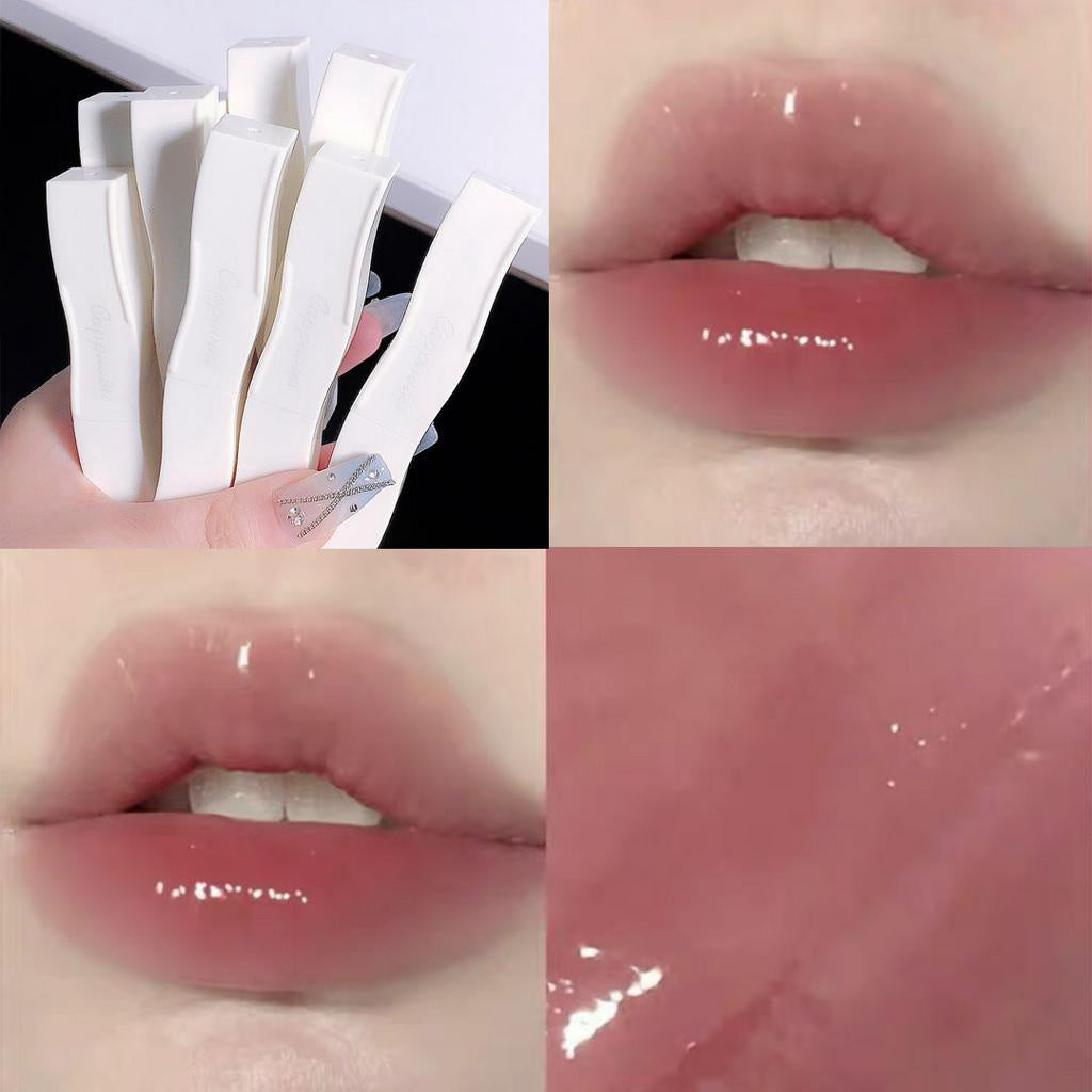 CAPPUVINI White Feather Lip Gloss Nude Color Moisturize Moisturizing Water Proof Non Stick Lipstick