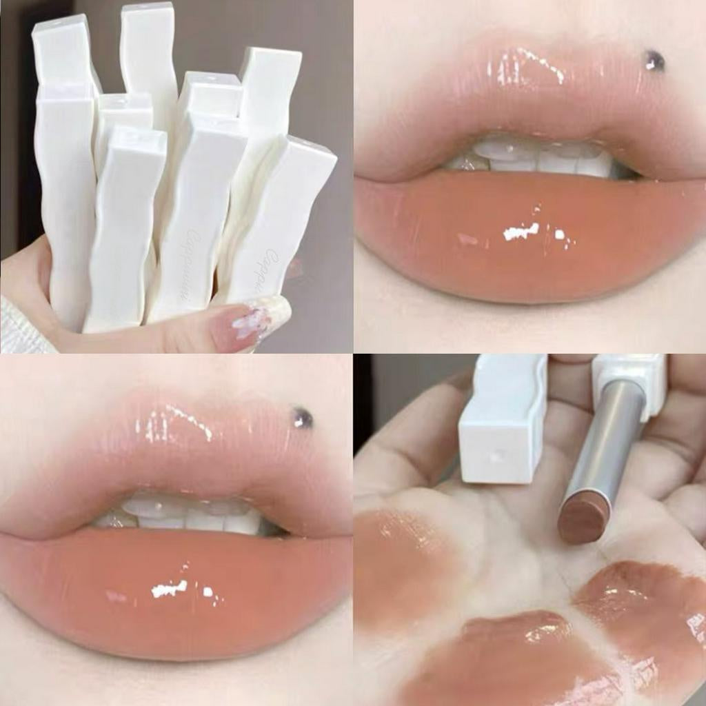 CAPPUVINI White Feather Lip Gloss Nude Color Moisturize Moisturizing Water Proof Non Stick Lipstick