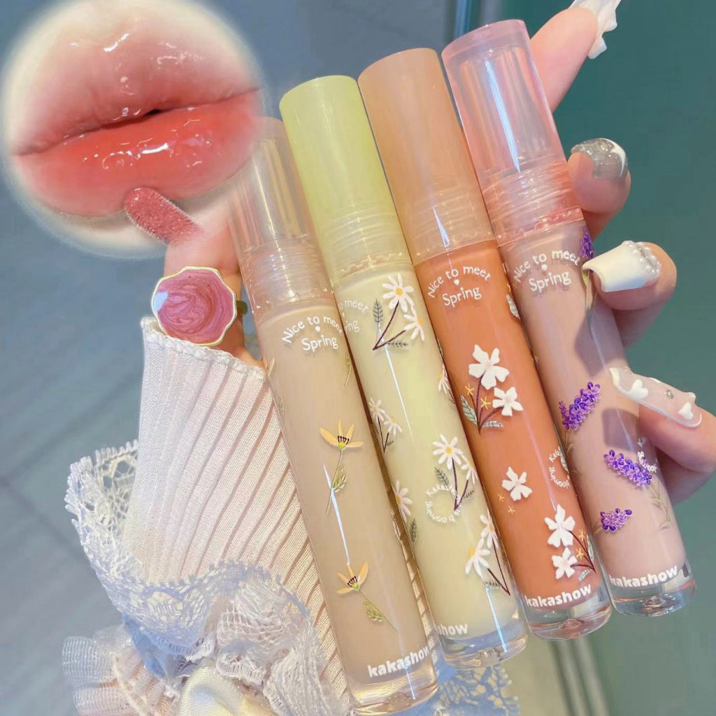 Kakashow Mirror Surface Lip Glaze Lip Gloss Moisturizing Moisturize Flower Lipstick