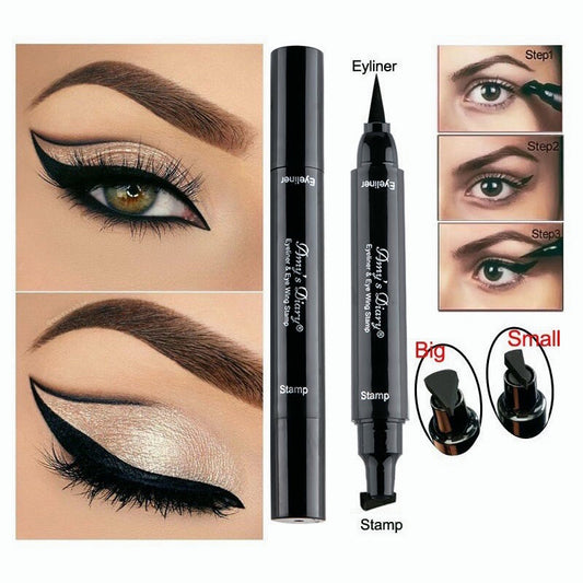 Eyeliner Double Head Triangle Water Proof Quick Drying Novice Portable Eye Makeup Liquid Eyeliner