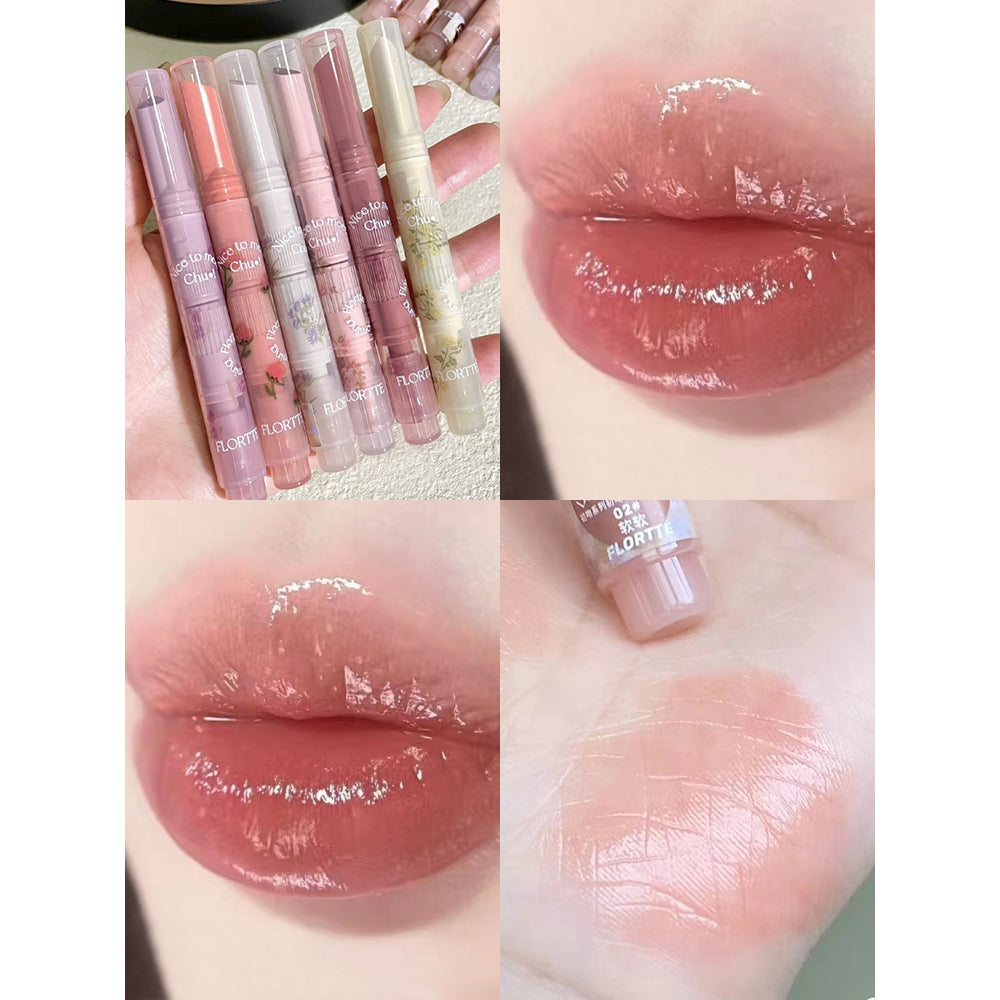 Flortte First Kiss Series Love Lipstick Pen Mirror Surface Lip Glaze Moisturize Moisturizing Lipstick