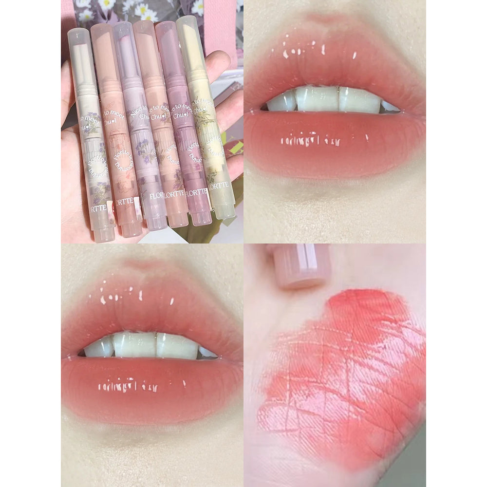 Flortte First Kiss Series Love Lipstick Pen Mirror Surface Lip Glaze Moisturize Moisturizing Lipstick