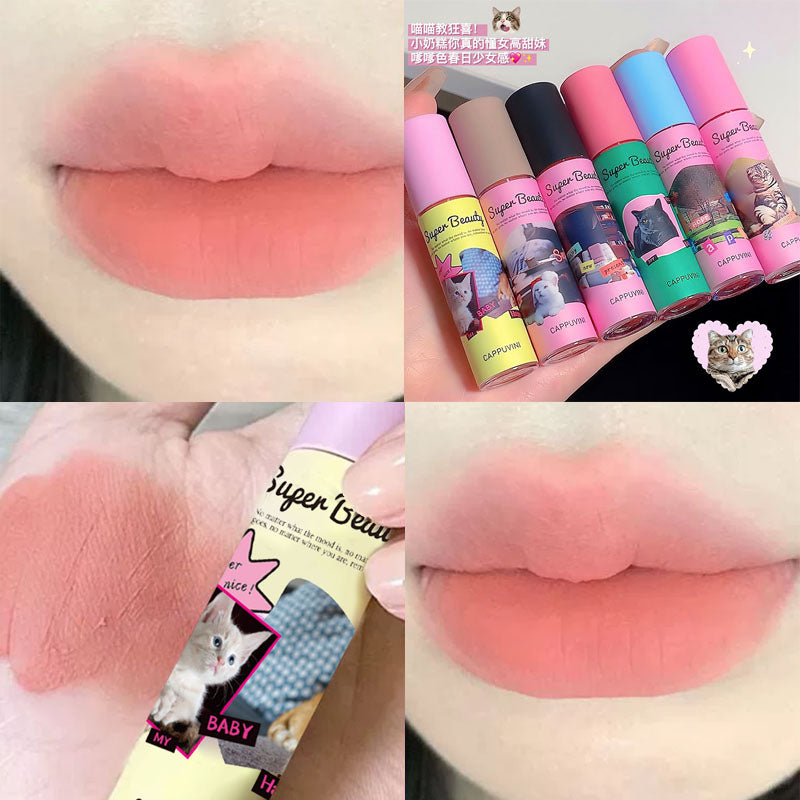 "Flortte" Same Style CAPPUVINI Cute Kitten Lip Gloss Matte Velvet Water Proof Lipstick