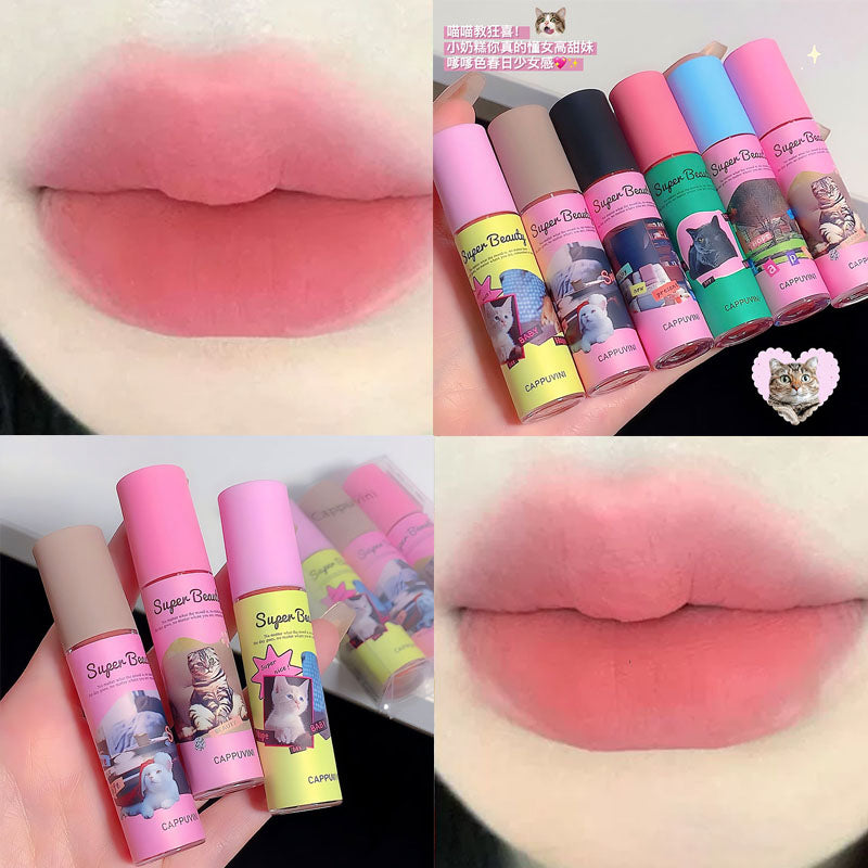 "Flortte" Same Style CAPPUVINI Cute Kitten Lip Gloss Matte Velvet Water Proof Lipstick