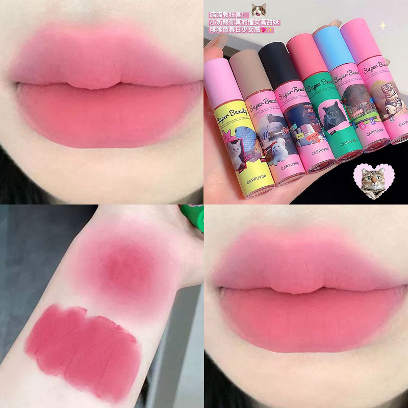 "Flortte" Same Style CAPPUVINI Cute Kitten Lip Gloss Matte Velvet Water Proof Lipstick