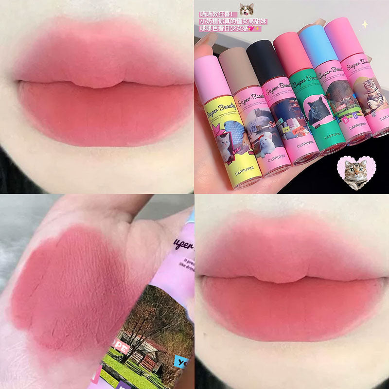 "Flortte" Same Style CAPPUVINI Cute Kitten Lip Gloss Matte Velvet Water Proof Lipstick