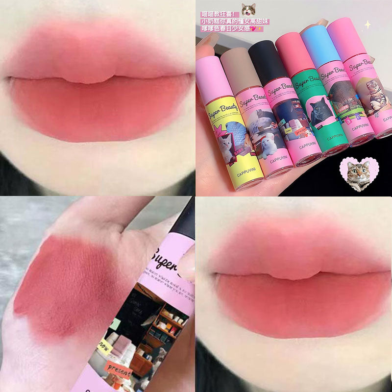 "Flortte" Same Style CAPPUVINI Cute Kitten Lip Gloss Matte Velvet Water Proof Lipstick