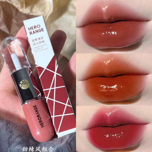 HERORANGE Double Ended Lip Gloss Transparent Mirror Surface Moisturize Moisturizing Water Proof Not Easy To Fade Lip Glaze Lipstick