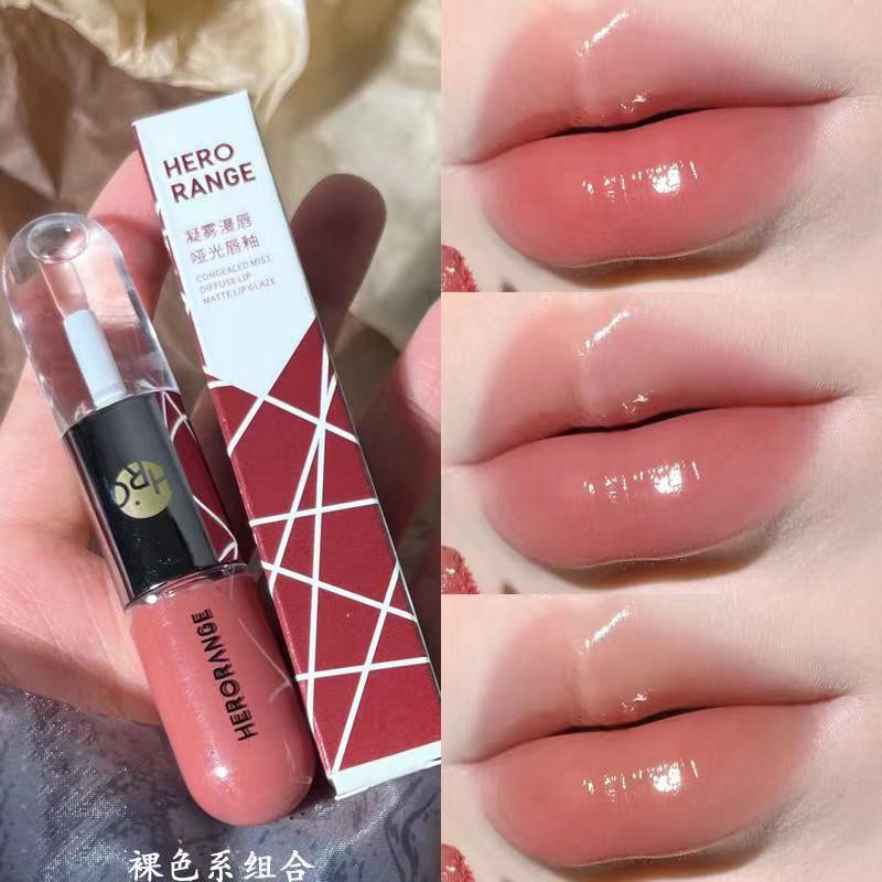 HERORANGE Double Ended Lip Gloss Transparent Mirror Surface Moisturize Moisturizing Water Proof Not Easy To Fade Lip Glaze Lipstick