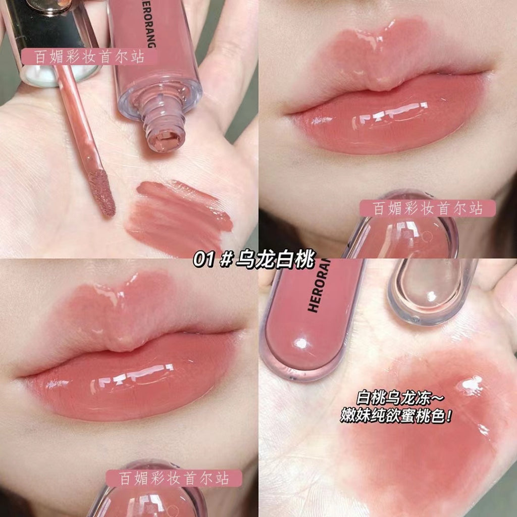 HERORANGE Double Ended Lip Gloss Transparent Mirror Surface Moisturize Moisturizing Water Proof Not Easy To Fade Lip Glaze Lipstick