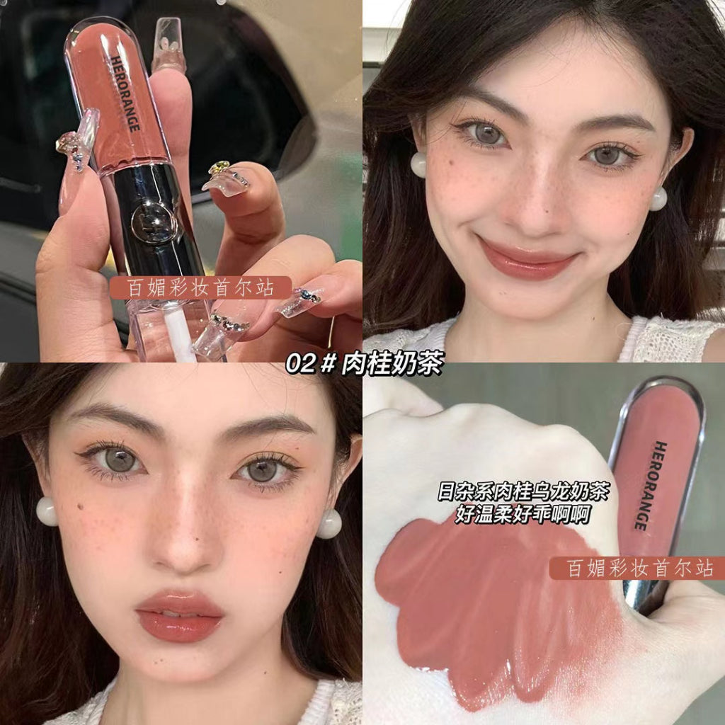 HERORANGE Double Ended Lip Gloss Transparent Mirror Surface Moisturize Moisturizing Water Proof Not Easy To Fade Lip Glaze Lipstick