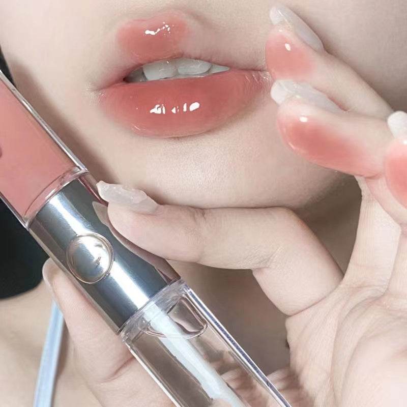 HERORANGE Double Ended Lip Gloss Transparent Mirror Surface Moisturize Moisturizing Water Proof Not Easy To Fade Lip Glaze Lipstick