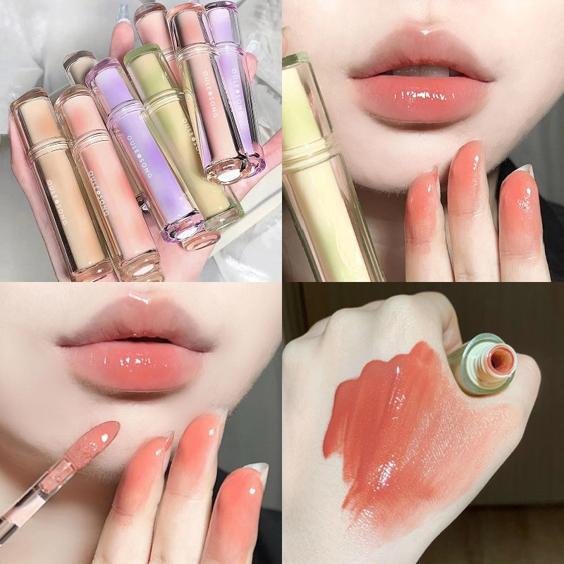 OULESONG Lip Gloss Round Tube Mirror Surface Moisturize Moisturizing Lipstick