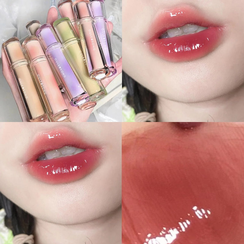 OULESONG Lip Gloss Round Tube Mirror Surface Moisturize Moisturizing Lipstick