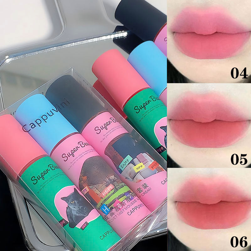 "Flortte" Same Style CAPPUVINI Cute Kitten Lip Gloss Matte Velvet Water Proof Lipstick