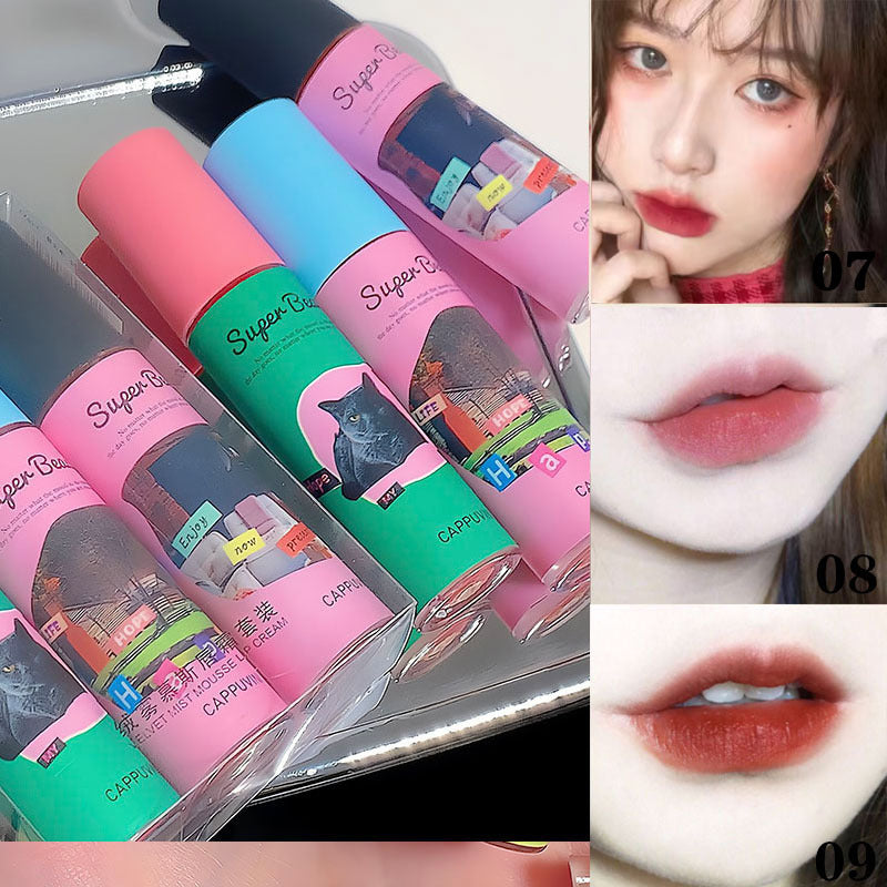 "Flortte" Same Style CAPPUVINI Cute Kitten Lip Gloss Matte Velvet Water Proof Lipstick