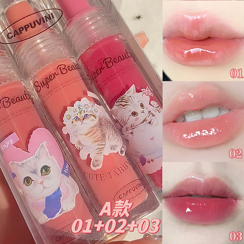 Cappuvini Cat Lip Gloss Lip Essence Lip Glaze Lip Oil Protection Mirror Surface Moisturize Moisturizing Water Proof Lipstick