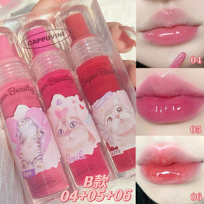 Cappuvini Cat Lip Gloss Lip Essence Lip Glaze Lip Oil Protection Mirror Surface Moisturize Moisturizing Water Proof Lipstick