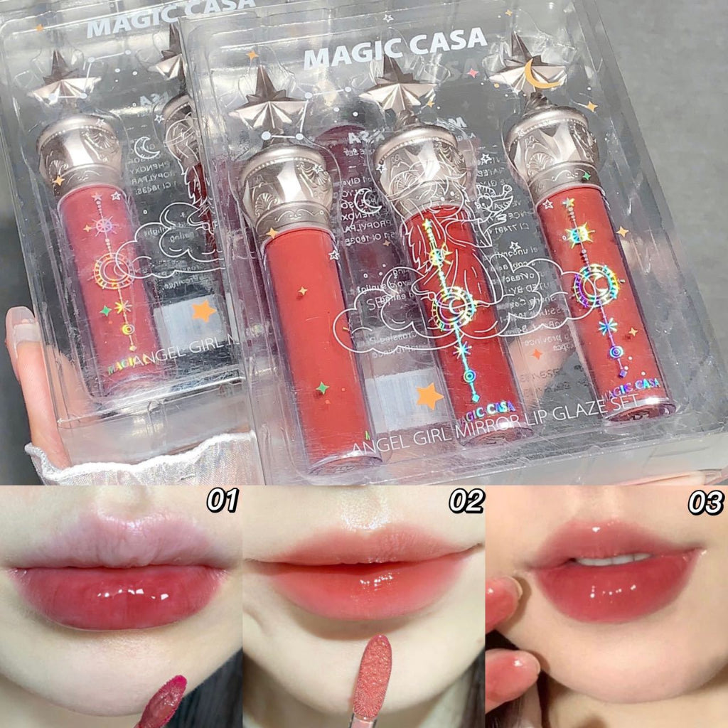 MAGIC CASA Little Stars Mirror Surface Lip Gloss Moisturize Lasting Not Easy To Fade Fast Film Formation Lip Gloss