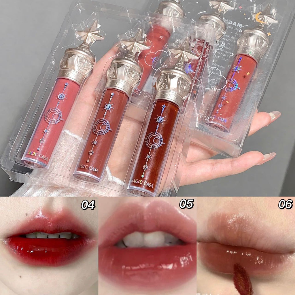 MAGIC CASA Little Stars Mirror Surface Lip Gloss Moisturize Lasting Not Easy To Fade Fast Film Formation Lip Gloss