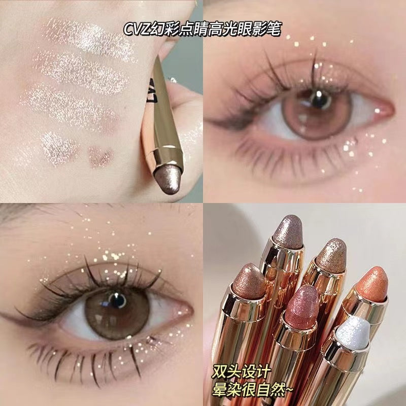 Double Head Eye Shadow Highlight Water Proof Nature Lasting Sparkling Pearlescent Brighten Lazy Eye Shadow Stick